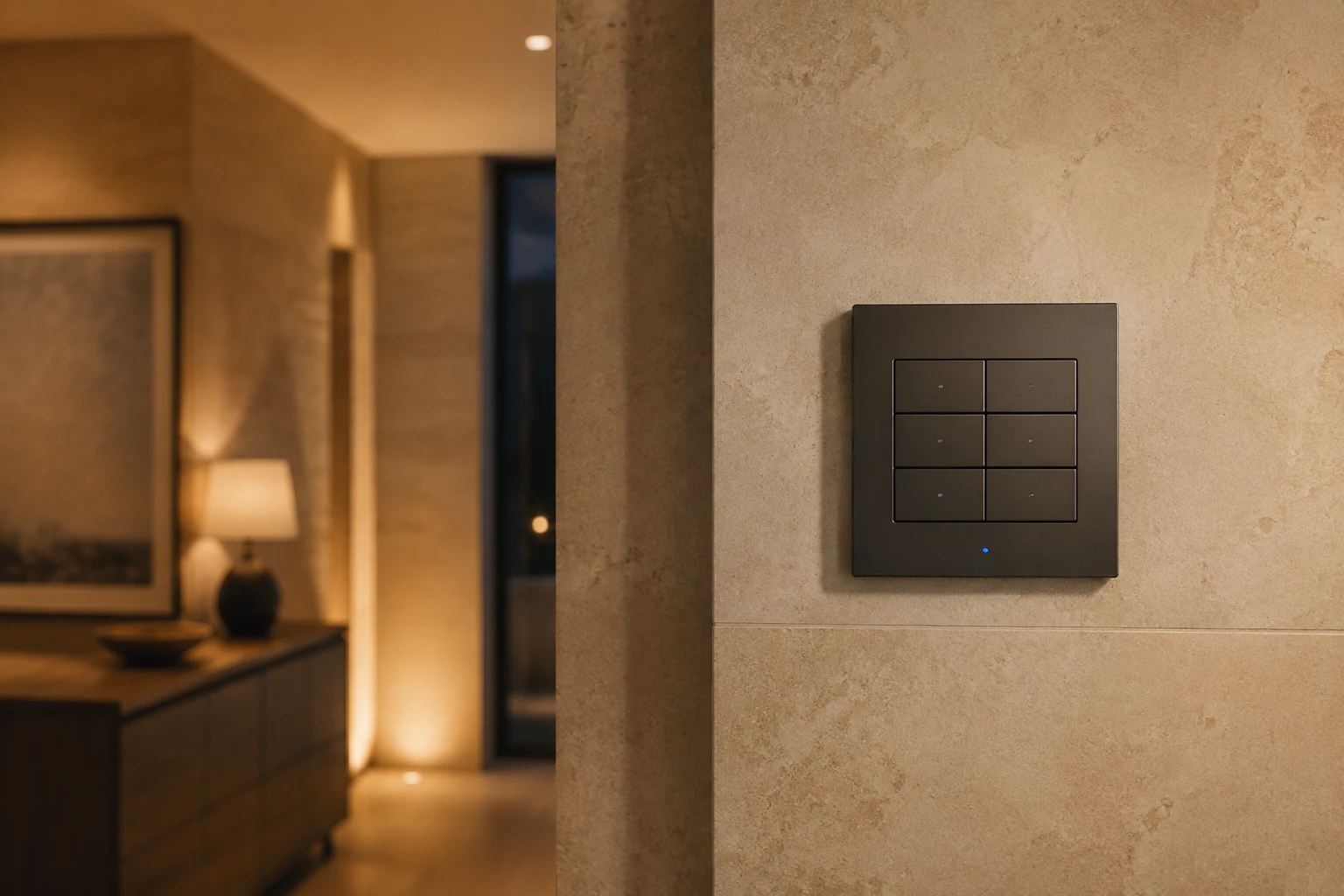 Minimal wall keypad for lighting and scene control